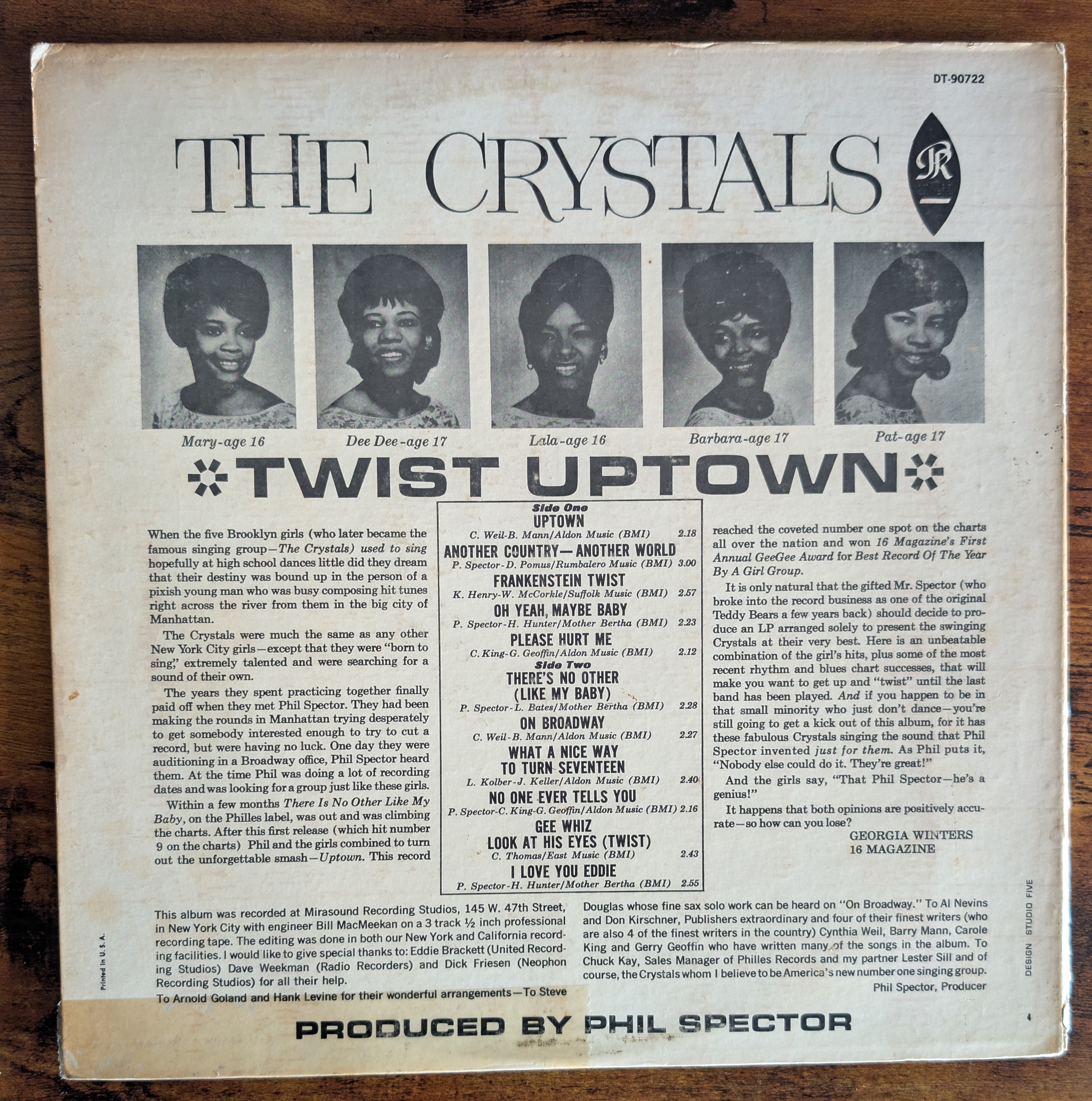 Image 2 of The Crystals - Twist Uptown (Philles Records, DT-90722) · LP · VG+/G+ · Club Edition