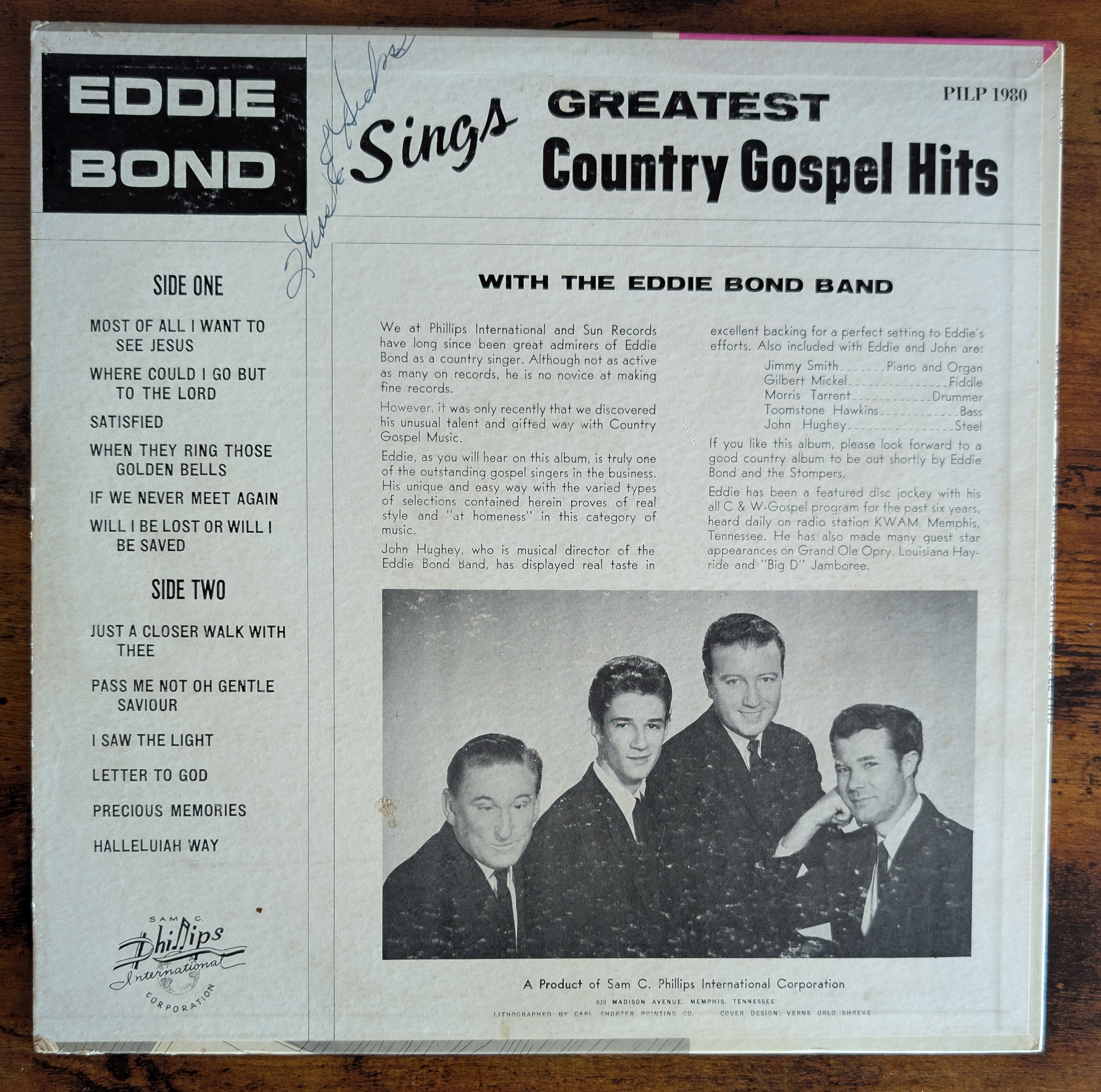 Image 2 of Eddie Bond - Sings Greatest Country Gospel Hits (Phillips International, PILP 1980) · LP · VG+/VG+