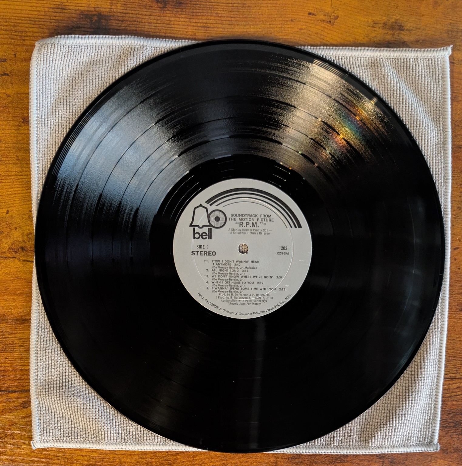 Image 3 of Barry De Vorzon & Perry Botkin Jr. & Melanie - R.P.M.* (*Revolutions Per Minute) (Soundtrack From The Motion Picture) (Bell Records, BELL 1203) · LP · Monarch Pressing VG+/VG+
