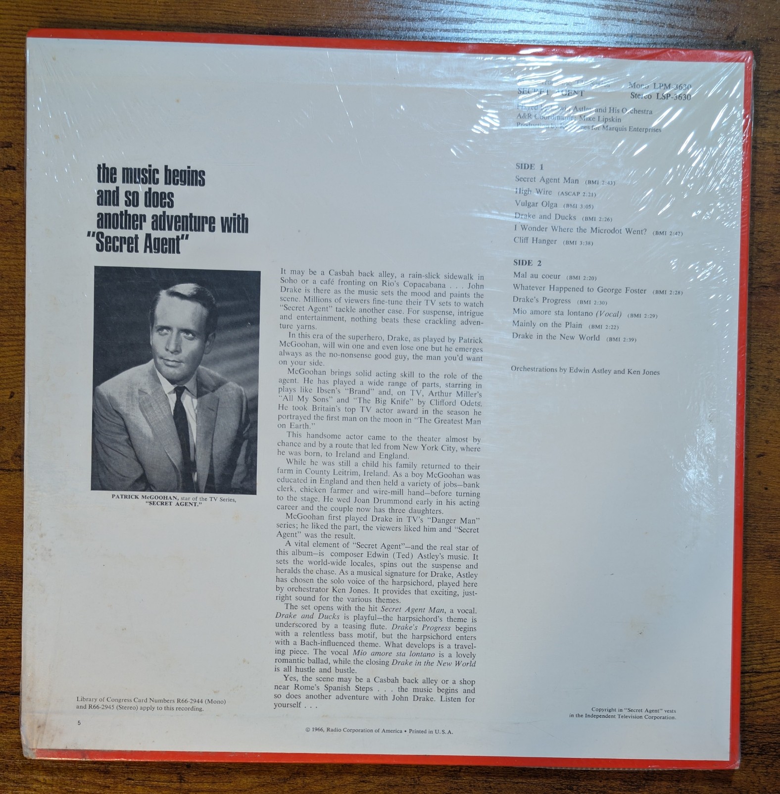 Image 2 of Edwin Astley And His Orchestra - Secret Agent: Music From The TV Series (RCA Victor, LSP-3630) · LP · VG+/VG+