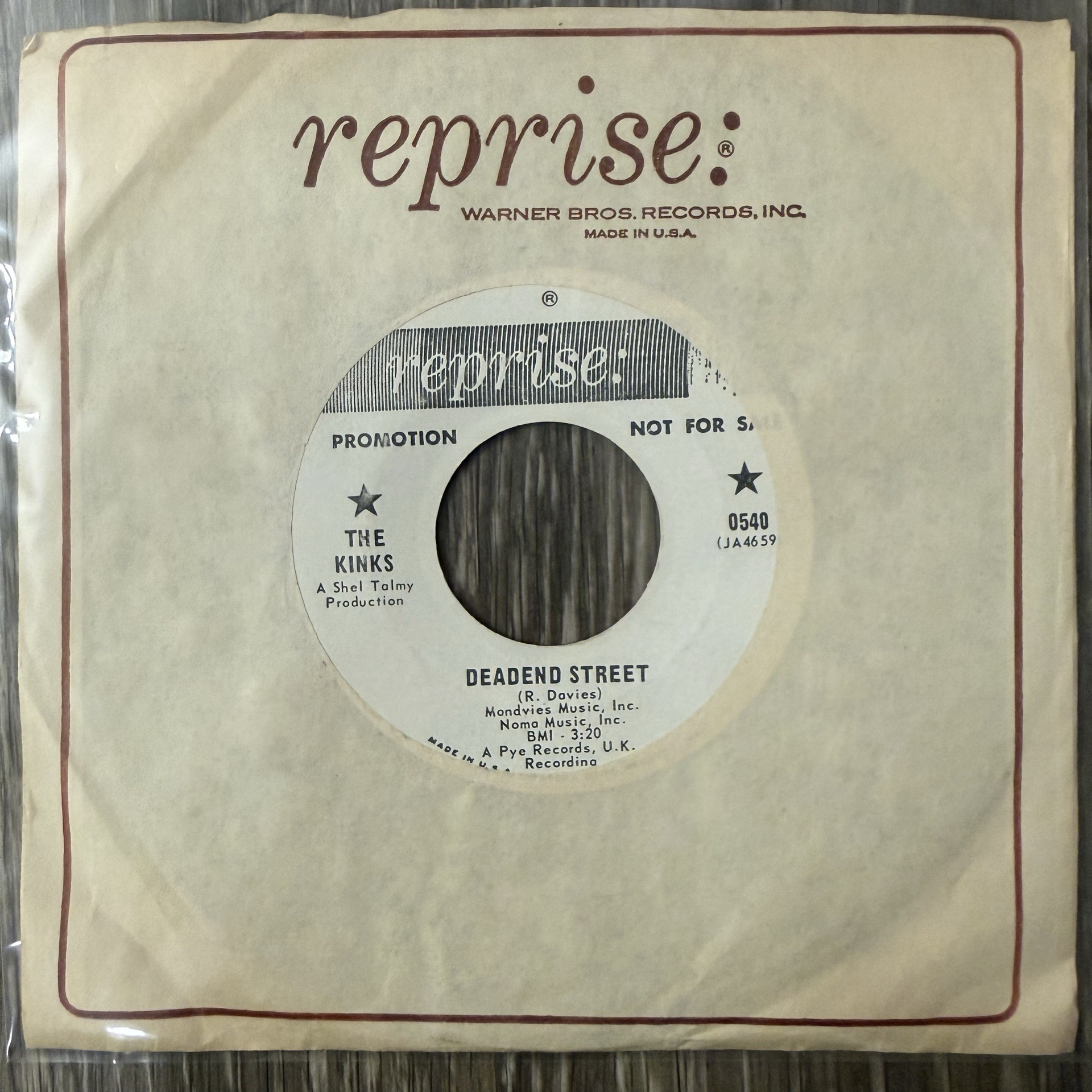 Deadend Street - The Kinks OG 1966 Promo 7”