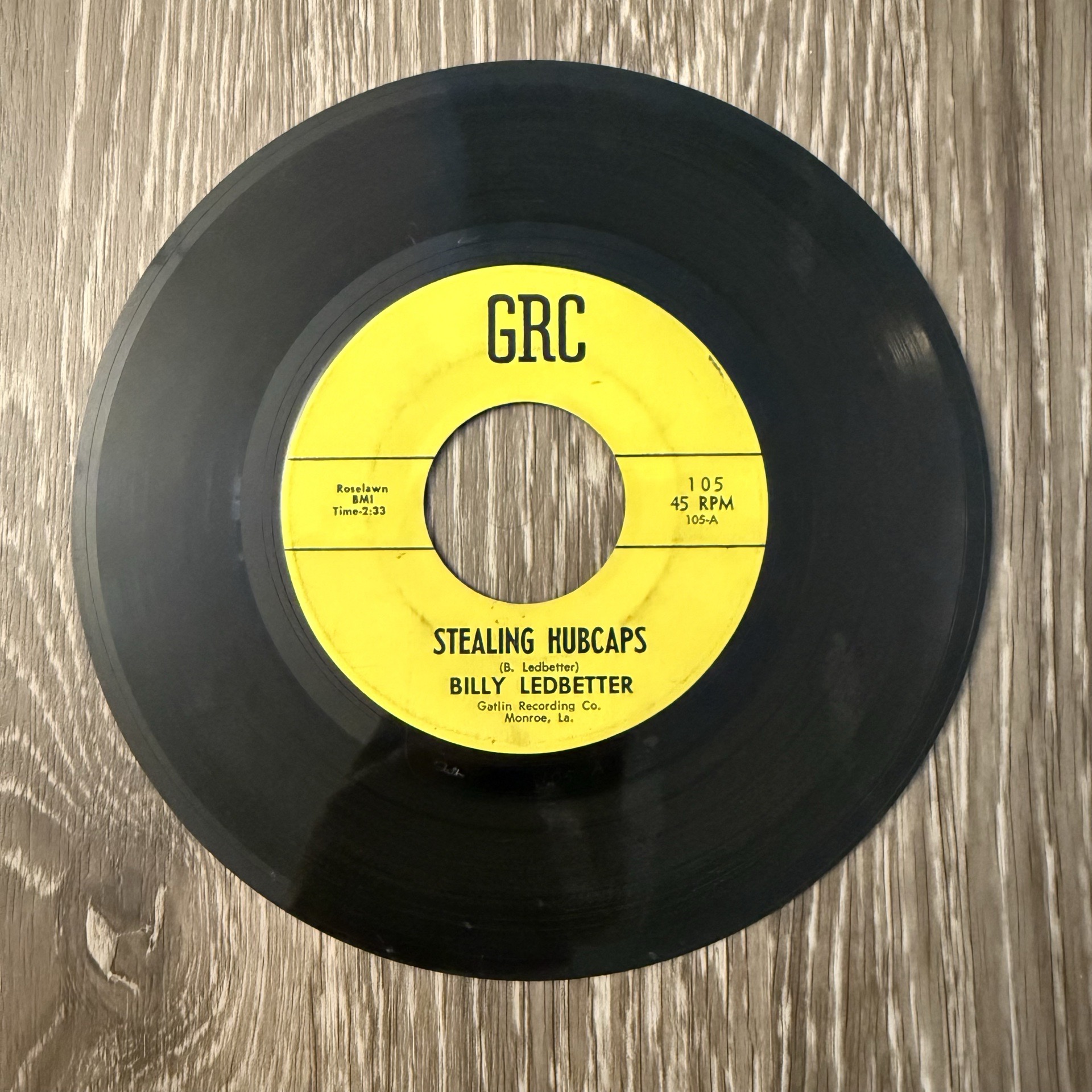 Stealing Hubcaps - Billy Ledbetter 1964 7” Single