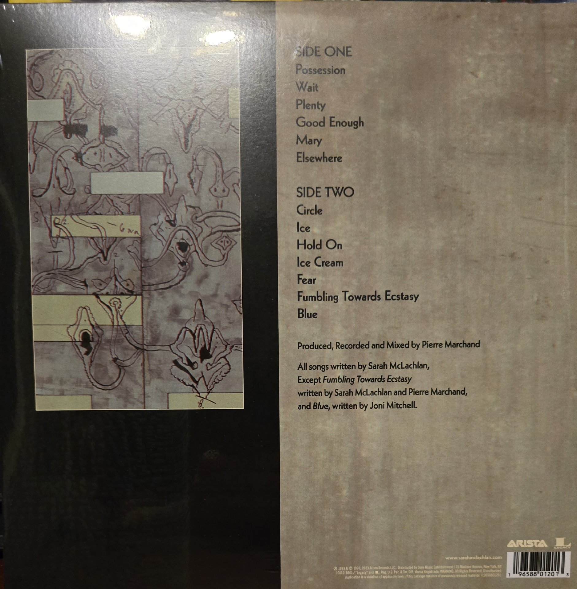 Image 3 of Sarah McLachlan Fumbling Towards Extacy Vinyl LP