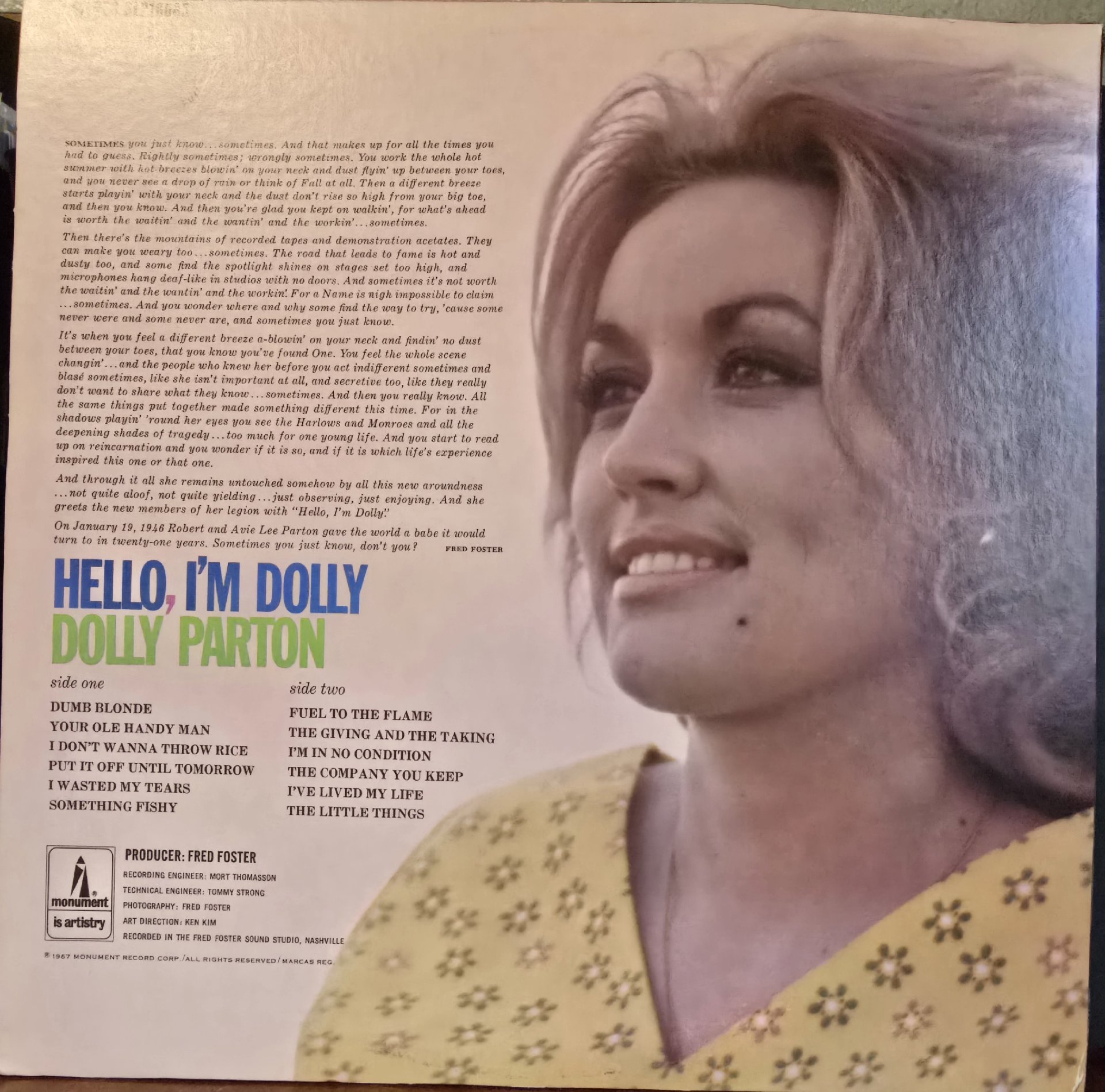 Image 2 of Dolly Parton Hello I'm Dolly Parton Vinyl LP