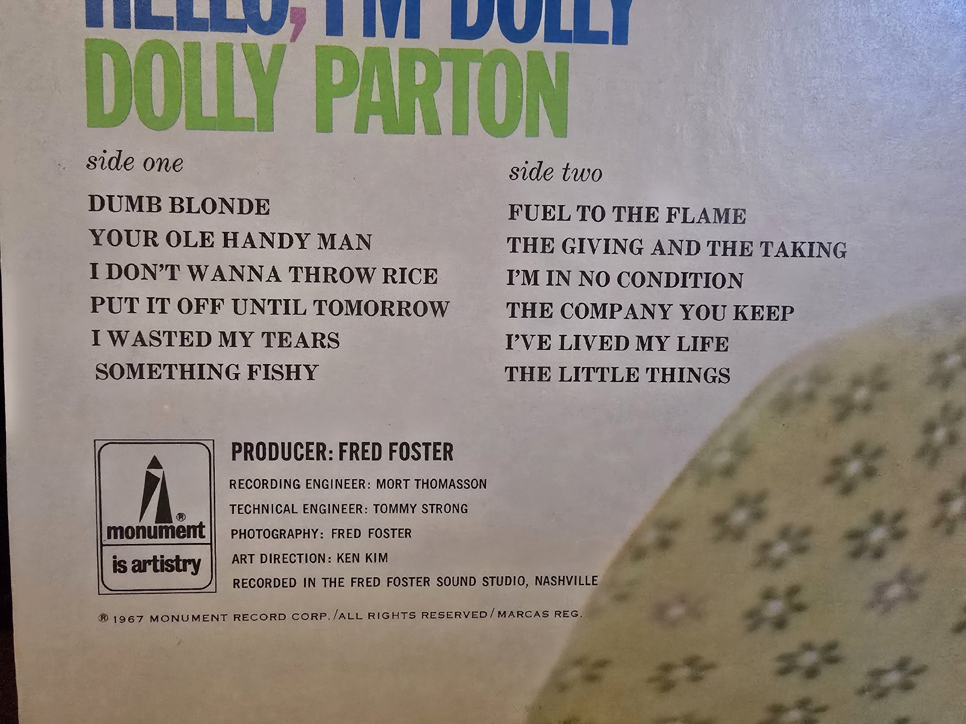 Image 3 of Dolly Parton Hello I'm Dolly Parton Vinyl LP