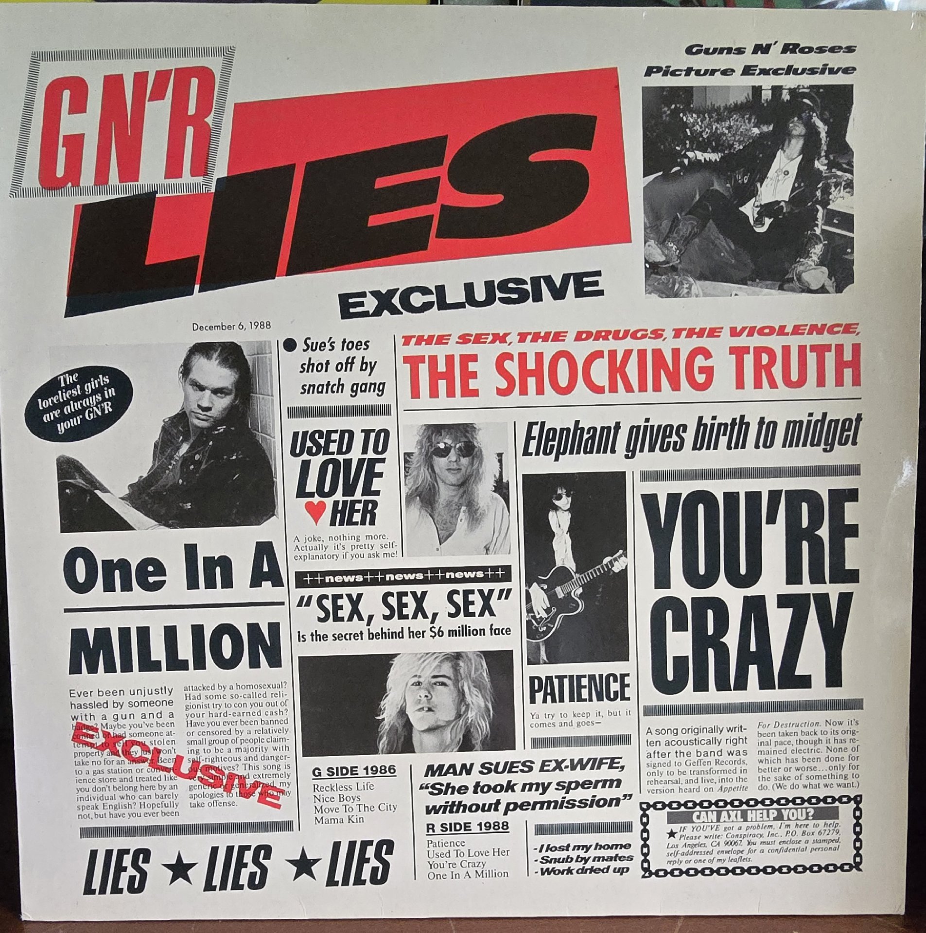 Guns N Roses Lies Vinyl LP